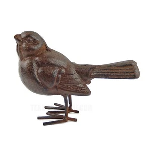 Cast Iron Bird Figurine Statue Garden Porch Fountain Decor Antique Brown 4.5 in - Picture 1 of 6