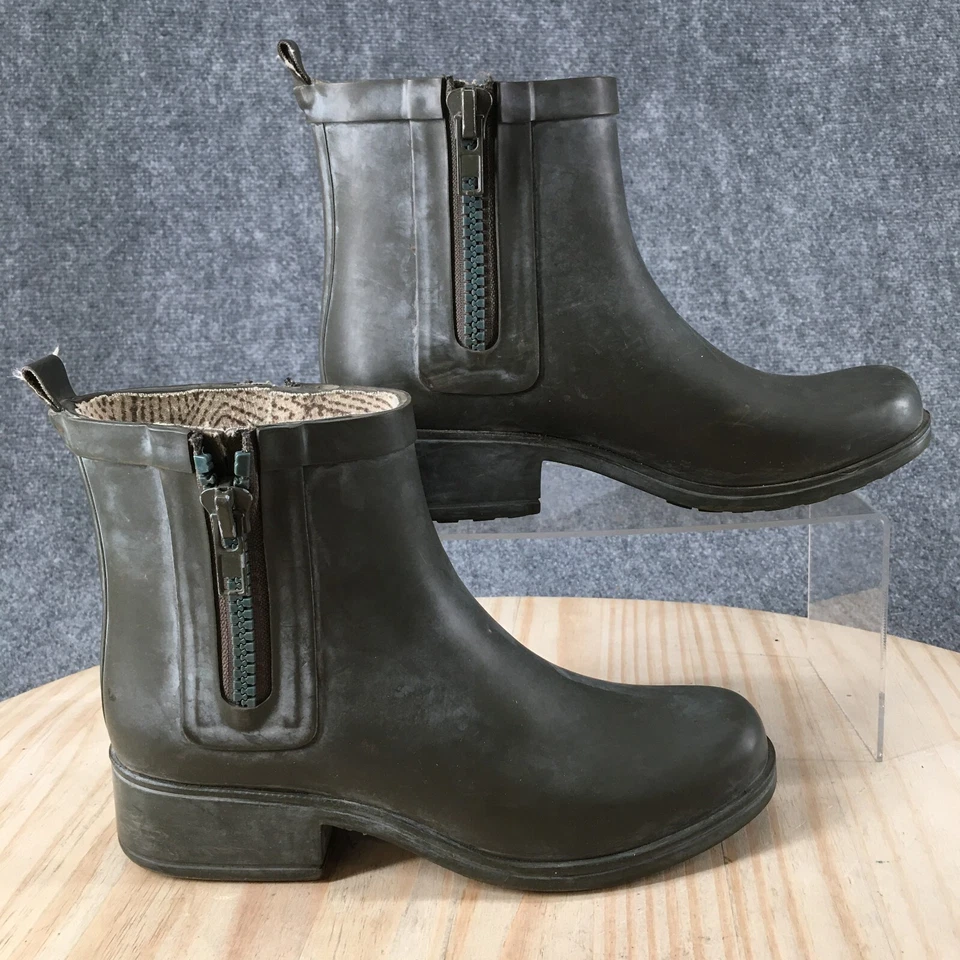 Botas de lluvia Lucky Brand para mujer 7 Rhandi tobillo verde goma tacones bajos cremallera informales Foto 1 de 4