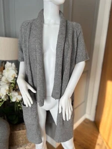 Cardigan The White Company - Small S grigio misto lana cashmere aperto - Foto 1 di 8