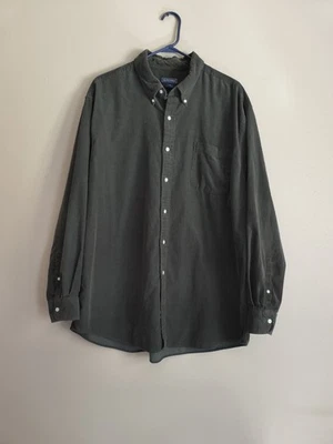 Camisa masculina de veludo verde oliva leve algodão com botões XXL - Imagem 1 de 3