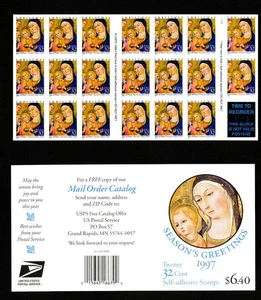 U.S. #3176 MNH, MADONNA & CHILD-CHRISTMAS BOOKLET, 20X32 Cent FV $7.40 (1997) - Picture 1 of 3