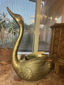 RARE Extra Large Brass Swan Planter Vintage 26” - Picture 1 of 15