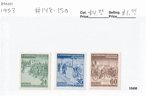 Deutschland / DDR #148-150 "6th Intl. Fahrrad Peace Race " postfrisch 1953 - Bild 1 von 1