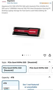M.2 SSD PC/PS5 SSD with Heatsink PCIe 4 NVMe 4 tb NVMe SSD 【Heatsink】 - Afbeelding 1 van 8