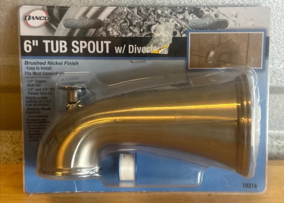 DANCO 10316 6" IN. DECORATIVE TUB SPOUT IN BRUSHED NICKEL - Image 1 of 1