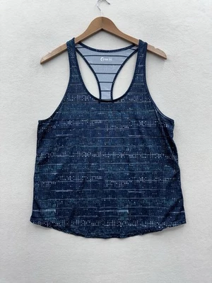 Camiseta sin mangas Zyia Active XXXL Racerback azul a rayas para mujer Foto 1 de 4