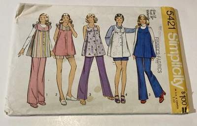 Simplicity Pattern 5421 Maternity Smock-Top Pants Size 12 Vintage 1972 Uncut - Image 1 of 4