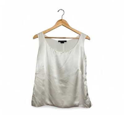 Camiseta sin mangas Lafayette 148 seda satinada forrada para mujer talla 14 abertura lateral blanca Foto 1 de 4