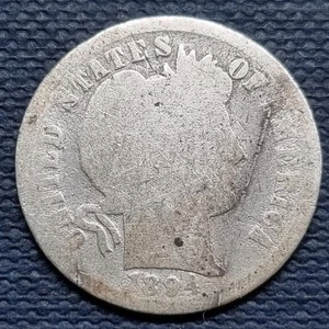 1894 O or S Barber Dime 10c Circulated Details #94965 - Bild 1 von 3