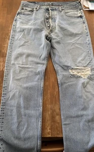 Vintage Levis 501 Button Fly Blue Jeans Herren Etikett Gr. 36 x 32 (34 x 31) Mad In USA - Bild 1 von 7