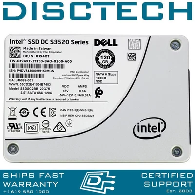 Dell 394XT 120GB 2.5" 6Gbps / Intel DC S3520 SSDSC2BB120G7R MLC RI SATA SSD - Image 1 of 2