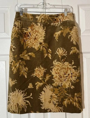 Talbots Pencil Skirt Womens 8 Multicolor Velvet Floral Print Casual Back Zipper - Image 1 of 4