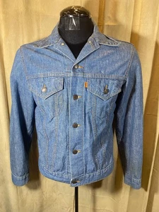 Men Vtg 70s Levis Denim Trucker Jacket Size L-M Orange Tab 70505-2415 - Picture 1 of 6