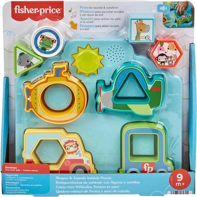 Fisher Price Shapes & Sounds Vehicle Puzzle 9 Months + Develops Motor Skills New - Image 1 of 4