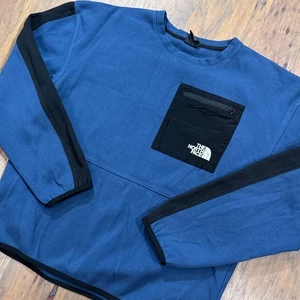 The North Face Sweatshirt Mens M Blue Black Lightweight Tech Pullover Zip Pocket - Picture 1 of 12