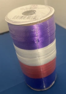 Voila Geschenkband 100 Fuß 4 Farben 3/16 Zoll x 1200 in Rot Weiß Lila Dunkelblau - Bild 1 von 4