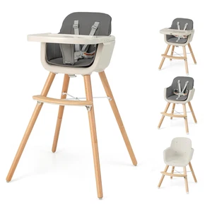 Baby High Chair, 6-In-1 Eat & Grow Wooden Highchair/Toddler Chair with Removable - Picture 1 of 9