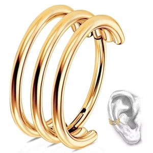 G23 Titanium Conch Piercing Jewelry Hoop: 16G 8mm/10mm/12mm Diamond Cartilage... - Picture 1 of 6