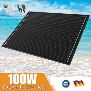 12V 100W Schwarz Solarmodul Solarpanel Monokristallin  Photovoltaik Wohnmobil DE - Bild 1 von 9