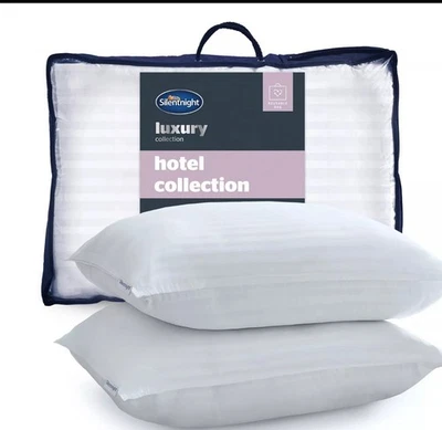 Paquete de 2 almohadas Silentnight Hotel Collection cuello delantero trasero lujo dos calidad Foto 1 de 4