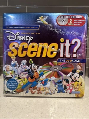 Disney Scene It DVD Game Deluxe Edition Tin 100% COMPLETE  Pixar Trivia - TESTED - Image 1 of 4