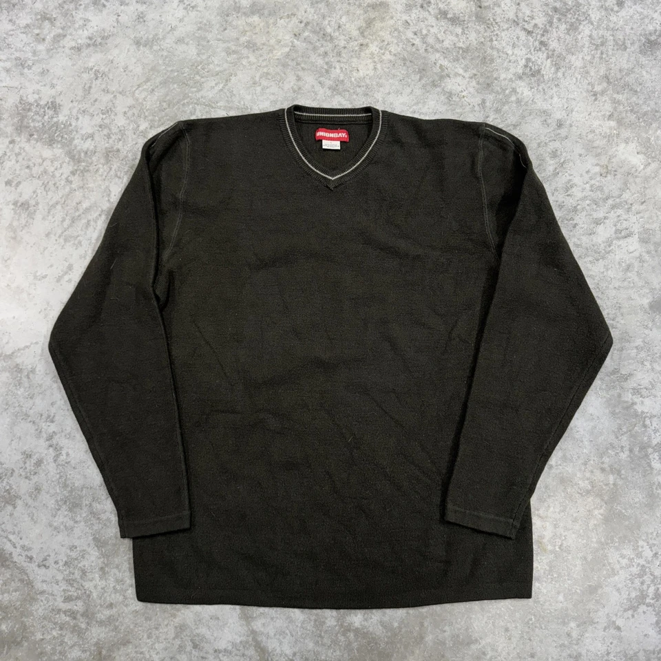 Unionbay 毛衣男式大号深橄榄绿色 V 领套衫长袖休闲 — 第 1/4 张图片