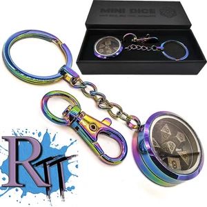 Irisierender Regenbogen Metall Mini DND Schlüsselanhänger Dungeons and Dragons Polyhedral RPG - Bild 1 von 11