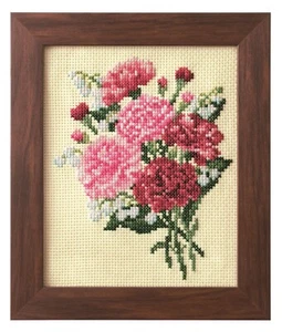 Carnation and Lily of the Valley Seasonal Flower Arrangement Cross Stitch Kit - Picture 1 of 1
