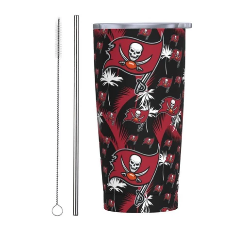 Tampa Bay Buccaneers Stainless Steel Mug 20oz Car Straw Cup Portable Coffee Cup Cover
