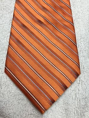 IZOD MENS TIE ORANGE WITH  STRIPES 4 X 59 NWOT - Image 1 of 4