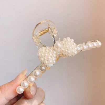 White Headwear Luxury Crab Hair Claws Pearls Hairpins Hair Clip Hair Ornaments - Image 1 of 4