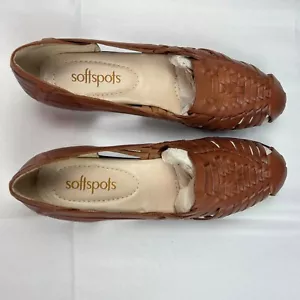 Softspots Trinidad Brown Woven Leather Flats Comfort Slip On Loafers Size 10 M - Picture 1 of 11