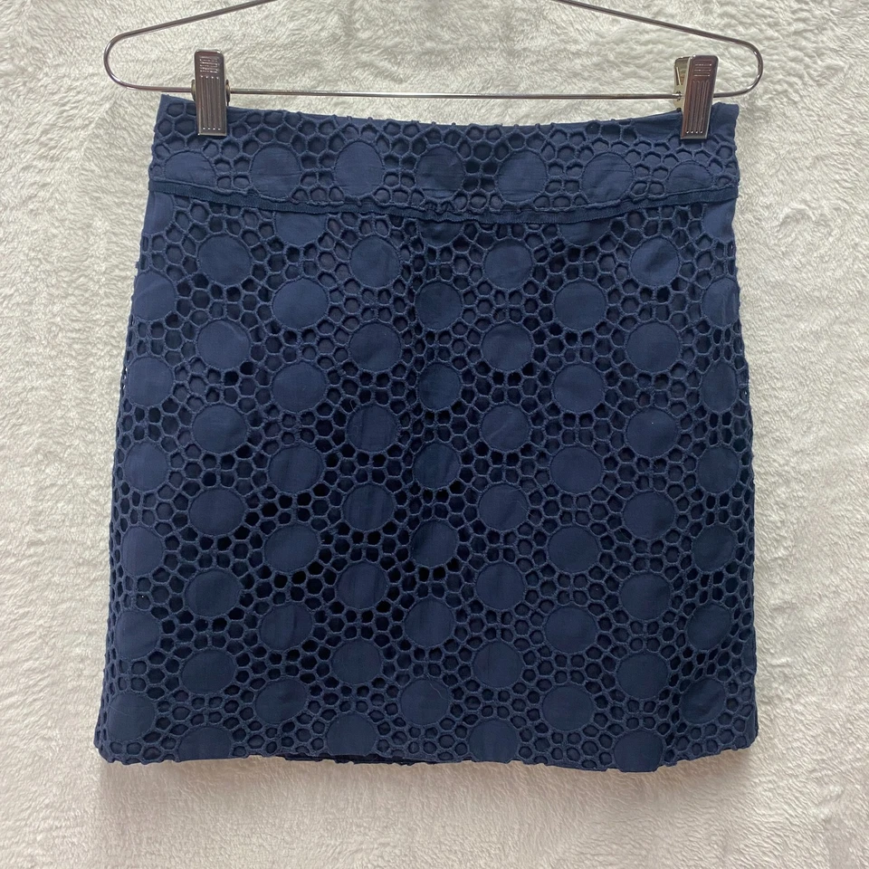 Vineyard Vines Margo Mini Skirt Women's 2 Navy Ellie Eyelet Cotton Lined Coastal - Image 1 of 4