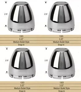 4 CAP DEAL 1303 FITS 3.22" BORE DOME BULLET SHAPED WHEEL RIM CHROME CENTER CAPS - Picture 1 of 1