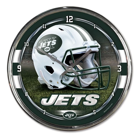 NFL - New York Jets- New Chrome Round Wall Clock  12 Inches Diameter, New Cover