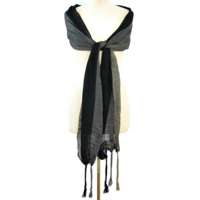 Urban Outfitters Pins Needles Evening Cocktail Scarf Scarves Black Tan Tassel - Image 1 of 4