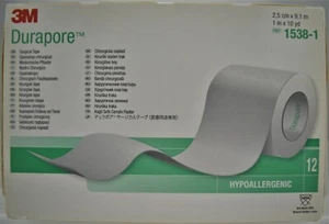 12 Rolls 3M Durapore Medical Surgical Tape 1" X 10 yd REF 1538-1 - Picture 1 of 6