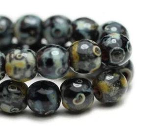 Qty 50 - 4mm Round Black Druk w/ Picasso Finish Czech Glass Beads - Picture 1 of 1