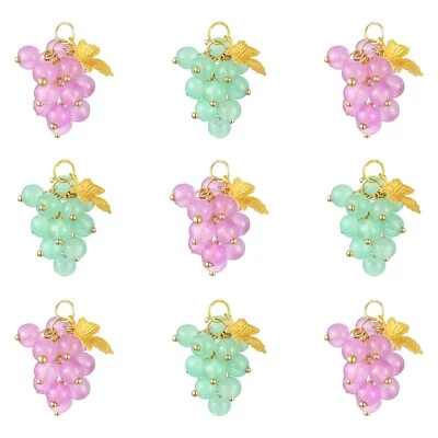 10 piezas colgantes colgantes colgantes de vidrio púrpura verde uva hágalo usted mismo pendientes joyas Foto 1 de 4
