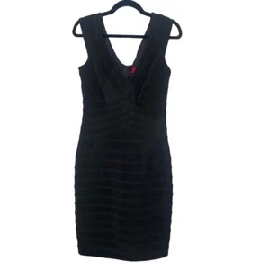 JS collections ladies pencil mini dress black layered size 8 - Picture 1 of 8