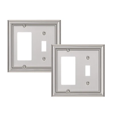 DEWENWILS Combo Toggle/Decorator Wall plates, Double Outlet Cover Brushed Nickel - Image 1 of 4