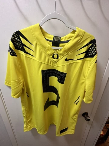 Nike Oregon Ducks Game Football Jersey Size Large Mens DB3082-729 Yellow Black Cover
