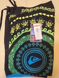 Quicksilver Kids Boys Swim Trunks Board Short L 31 Black Yellow Green Blue New - Picture 1 of 11