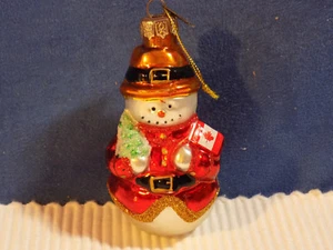 THOMAS PACCONI CANADA ETHNIC SNOWMAN 3 3/4" HAND BLOWN ORNAMENT WITH CHARM  2003 - Picture 1 of 5