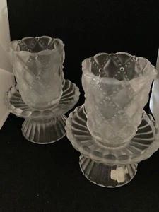 Vintage PARTYLITE Quilted Crystal Pair Of Candleholders NEW In BOX P9246 - Picture 1 of 7