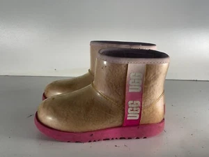 Stivali UGG bambina taglia 13 (32,5) usati beige gomma trasparente stivali invernali neve -A183 - Foto 1 di 7