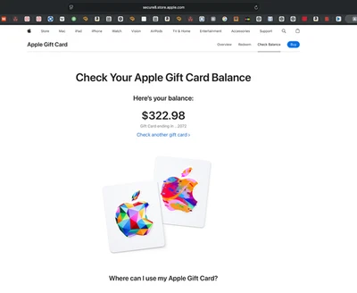 Apple Gift Card  $322.98 - physical or digital - Image 1 of 2
