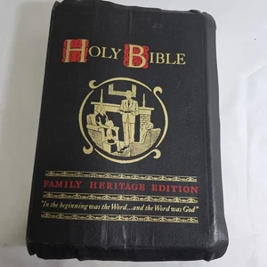 1962 Vintage HOLY BIBLE KJV FAMILY HERITAGE EDITION Illustrated, Red Letter - Imagen 1 de 10