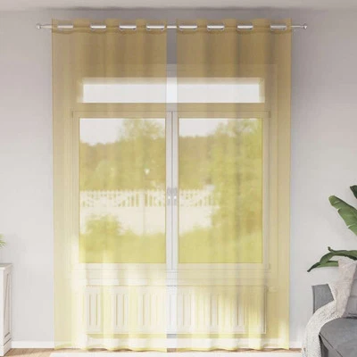 Voile Curtains with Grommets 2 pcs Yellow vidaXL - Image 1 of 4