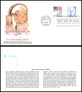 1986 Paul Dudley White Medical Pioneer Sc 2170 FDC Fleetwood medicine health - Picture 1 of 1